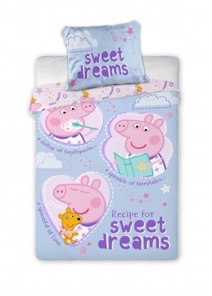 Bettwäsche Peppa Pig Sweet Dreams 40x60 100x135 cm - Lila